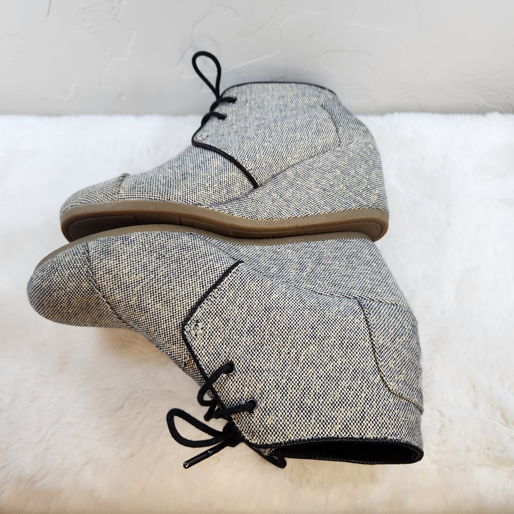TOMS Desert Wedge | Size 9.5 | Linen Metallic Accents 3" Cork Heel - Picture 5 of 16